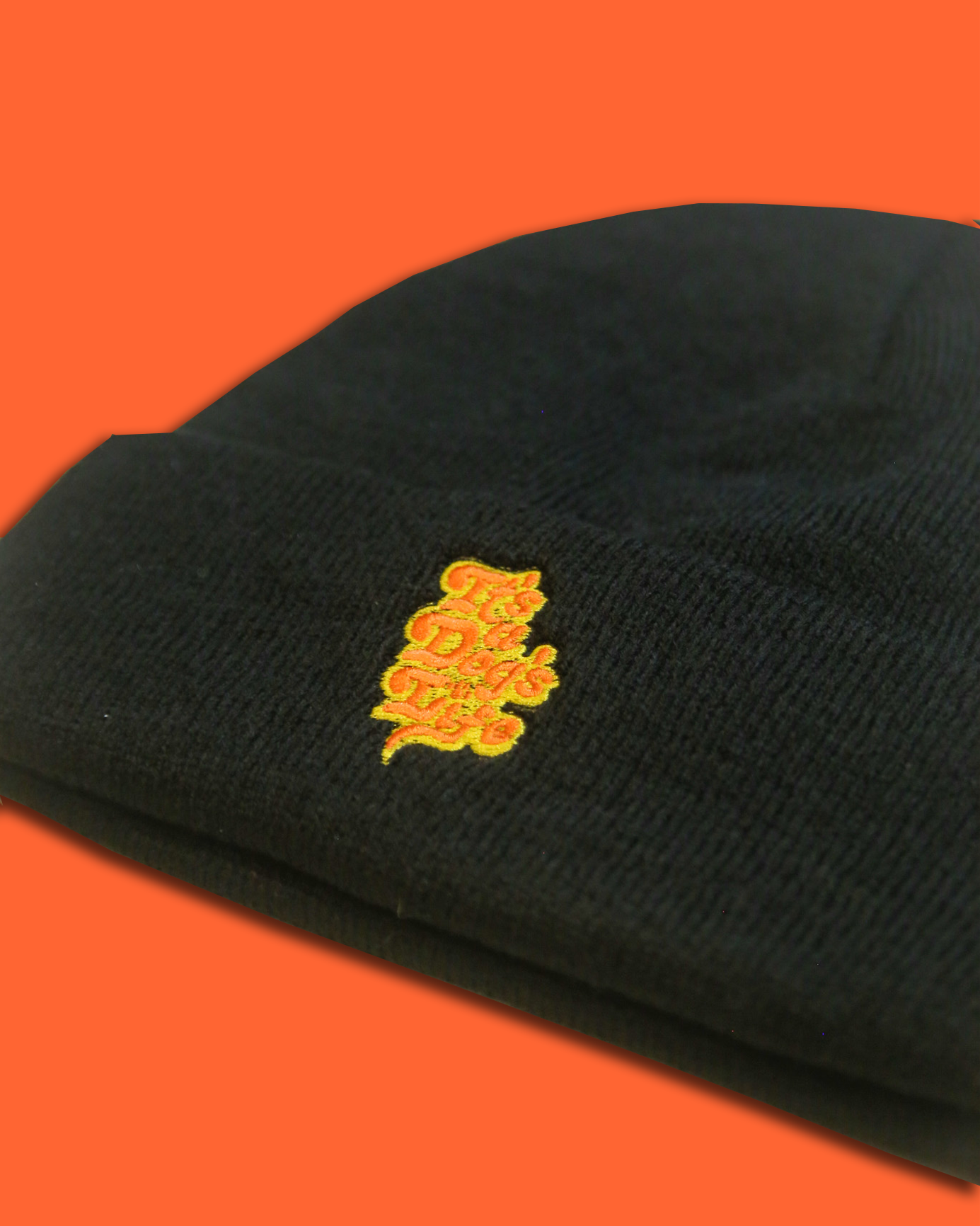 Black Embroidered ‘It’s a Dog’s Life’ Beanie