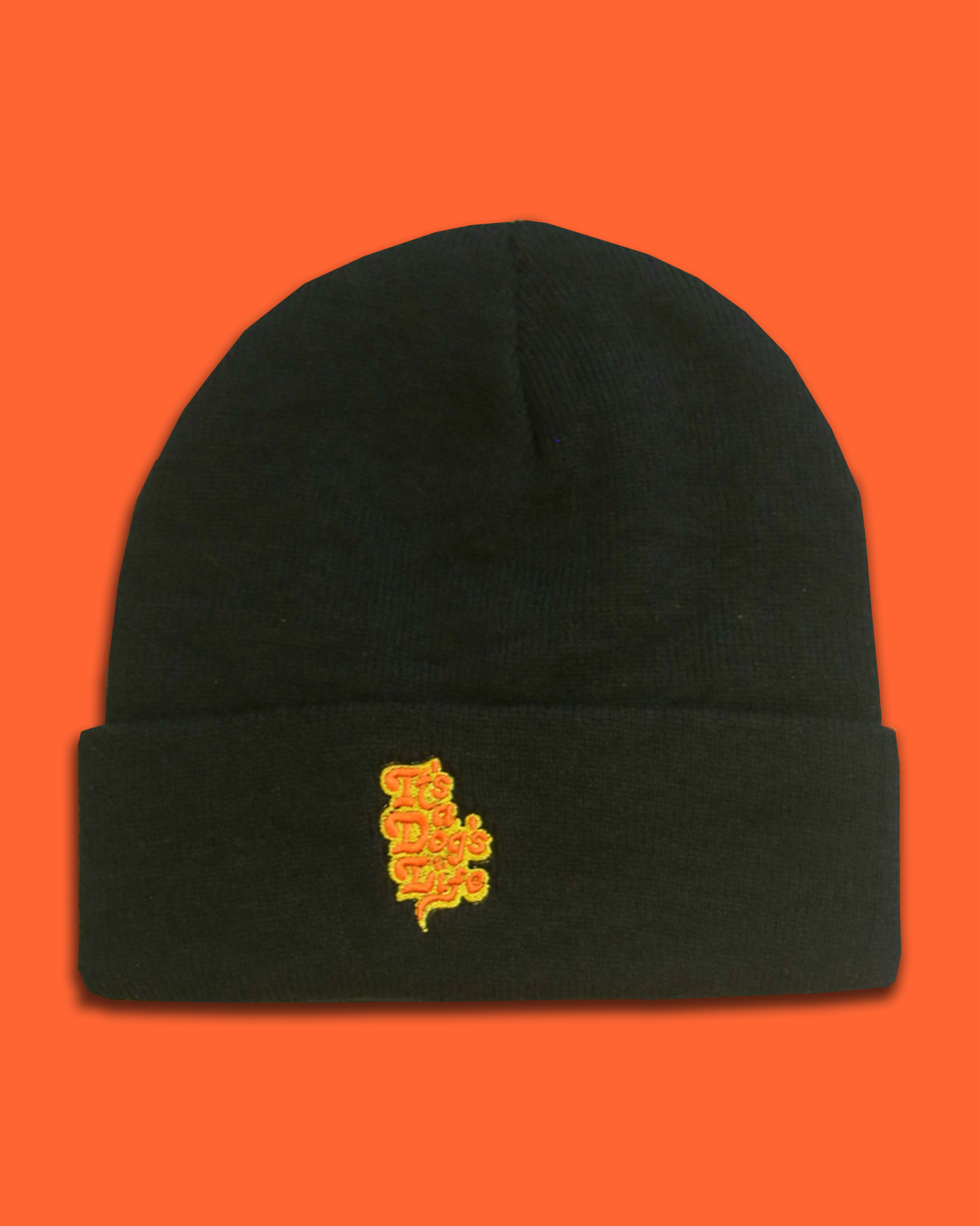 Black Embroidered ‘It’s a Dog’s Life’ Beanie