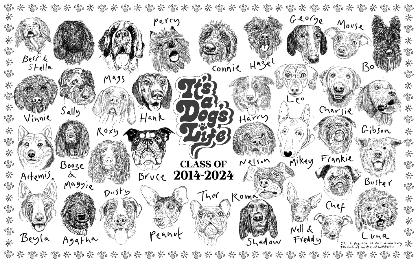 Limited 10 Year Anniversary It’s a Dog’s Life Tea Towel